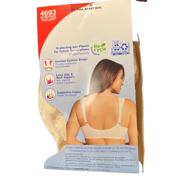 Platex 18 hour bra 36D ultimate shoulder comfort 4693 wire free Natural beige - Picture 3 of 5